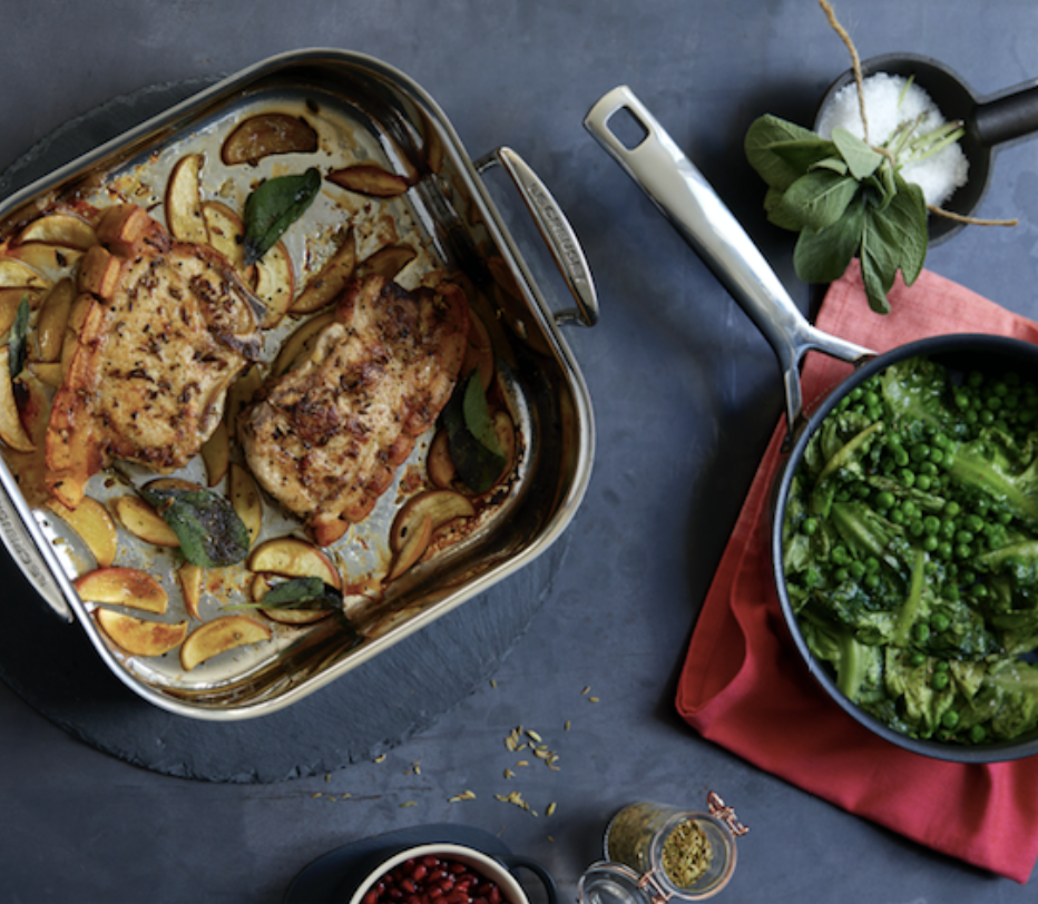 Fennel Crusted Pork Chops, With Apple, Peas & Lettuce — Madeleine Shaw